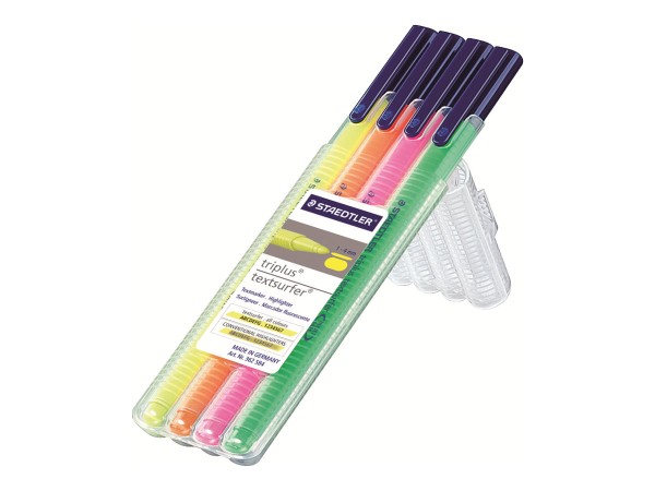 STAEDTLER Textmarker "triplus textsurfer", 4er Etui Strichstärke: 1,0 - 4,0 mm, Rundspitze, dreeicki