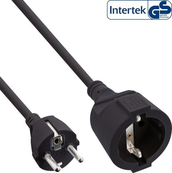 INTOS ELECTRONIC InLine® Strom-Verlängerung Schutzkontakt Stecker / Buchse, schwarz, 20m (16410F)
