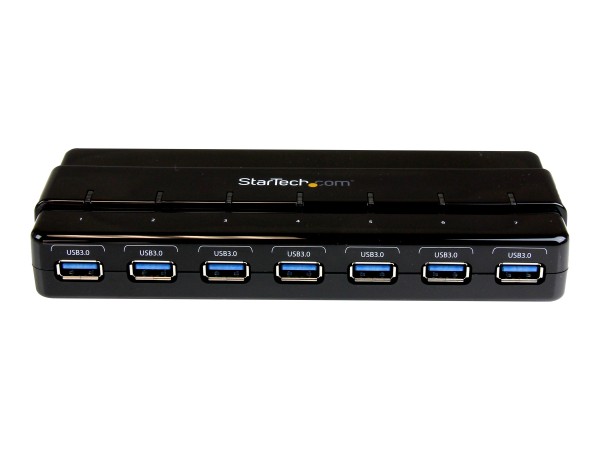 STARTECH.COM 7 Port USB 3.0 SuperSpeed Hub - USB 3 Hub Netzteil / Stromanschluss und Kabel - Schwarz
