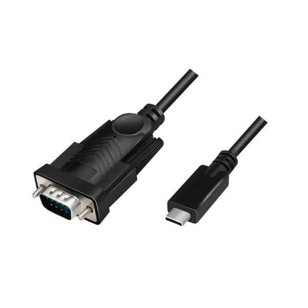 LOGILINK USB-C - RS232 Adapterkabel, 1,2 m, schwarz Anschlüsse: USB-C Stecker, DB9 Stecker, - 1 Stüc