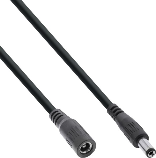 INTOS ELECTRONIC InLine DC Verlängerungskabel - DC Stecker/Buchse 5,5x2,5mm - AWG 18 - schwarz 5m (2