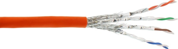 INTOS ELECTRONIC InLine Verlegekabel Cat.7a S/FTP PiMF 4x2x0.58 AWG23 1200MHz B2ca halogenfrei orang