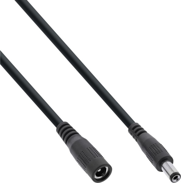 INTOS ELECTRONIC InLine DC Verlängerungskabel - DC Stecker/Buchse 5,5x2,1mm - AWG 18 - schwarz 0,5m