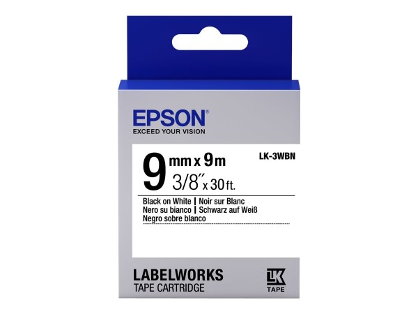 EPSON TAPE - LK3WBN STD BLK/WHT 9/9