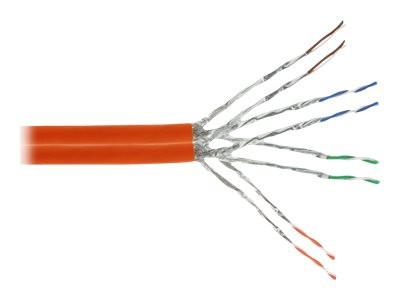 InLine Duplex Verlegekabel Cat.7a, S/FTP (PiMF), 2x 4x2x0,58 AWG23, 1000MHz, halogenfrei, orange, 1