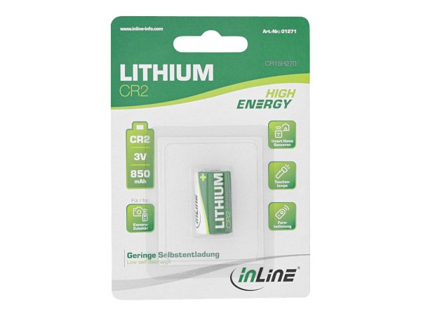 INLINE ® Lithium High Energy Batterie, CR2, 1er Blister (01271)