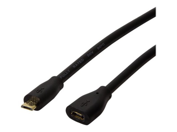 LOGILINK USB 2.0 Verlängerungskabel, Micro-B, 5,0m schwarz