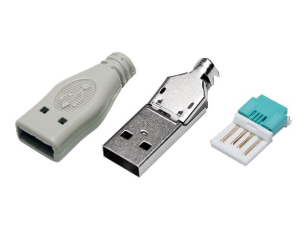 USB-Stecker Typ-A LogiLink,Set aus 3 Teilen m. Ummantelung