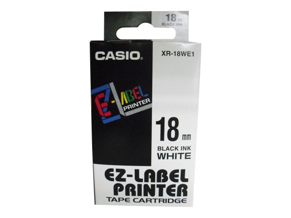 CASIO Schriftband Casio XR XR-12WE1 Bandfarbe: Weiß Schriftfarbe:Schwarz 12 mm 8 m