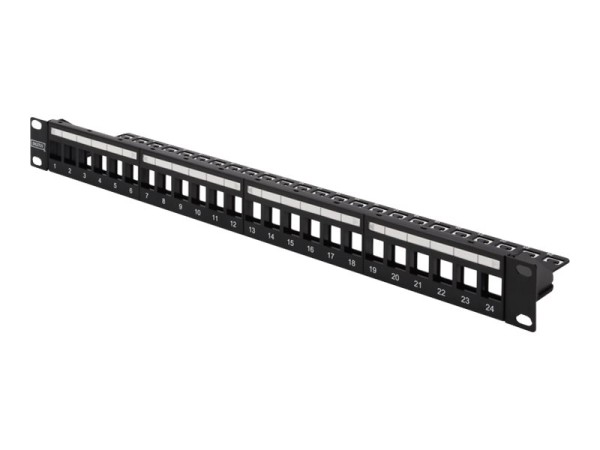 DIGITUS Modulares Patch Panel geschirmt 24-port Blank 1HE Rack Mount Farbe Schwarz transparente Logo