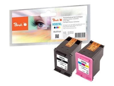 PEACH Multi Pack 2er Pack Schwarz, Farbe (Cyan, Magenta, Gelb) Tintenpatrone