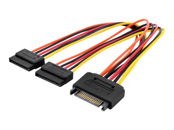 DIGITUS Assmann SATA Y-Adapterkabel 15-pin SATA auf 2x 15-pin SATA ST/BU/BU 0,3m SATA Y-Adapter-Kabe