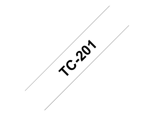 BROTHER TC-Schriftband TC-201 12 mm - laminiert 7,7 Meter Länge für P-touch schwarz auf weiß