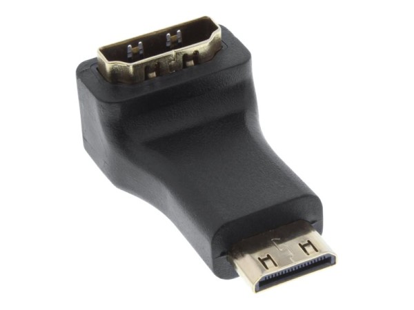 InLine HDMI Adapter, HDMI A Buchse auf Mini HDMI C Stecker, gewinkelt, vergoldete Kontakte