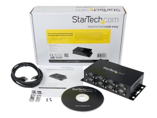 STARTECH.COM 8 Port USB auf Seriell RS-232 Adapter Hub - DIN-Schienen und Wandmontage fähig - USB zu