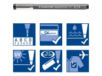 STAEDTLER Pigmentliner, schwarz, 8er Etui lange Metallspitze ideal für Lineale und Schablonen, - 1 S