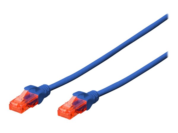 Patchkabel DIGITUS RJ45 U/UTP Cat6 5.00m blau Hebelschutz