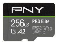 PNY Micro SD Card PRO Elite 256GB XC Class 10 UHS-I U3 A2 V30 + SD adapter