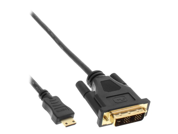 INLINE ® Mini-HDMI zu DVI Kabel, HDMI Stecker C zu DVI 18+1, verg. Kontakte, schwarz, 3m