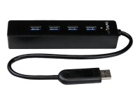 STARTECH.COM 4 Port USB 3.0 SuperSpeed Hub - Schwarz - Portabler externer USB Hub mit eingebautem Ka