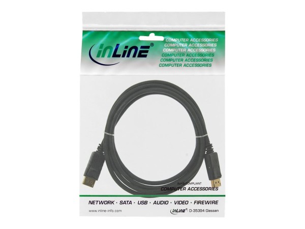 INLINE DisplayPort Kabel, schwarz, vergoldete Kontakte, 0,5m