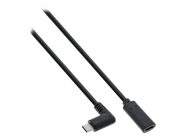 INLINE USB 3.2 Kabel, USB Typ-C Stecker gewinkelt auf Buchse, schwarz, 2m