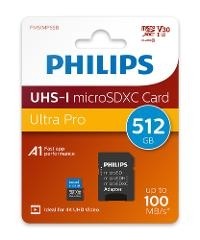 PHILIPS MicroSDXC Card 512GB Class 10 UHS-I U3 incl. Adapter