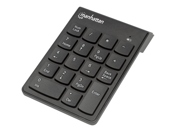 MANHATTAN Numeric Wireless Keypad, USB, Wireless, 18 Full-Size Keys, Black