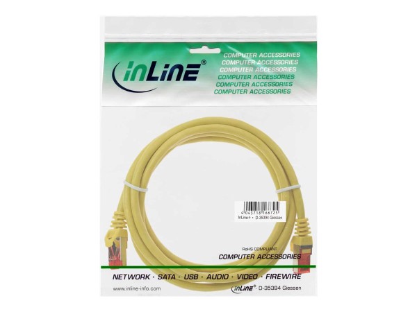 INLINE ® Patchkabel, S/FTP (PiMf), Cat.6, 250MHz, PVC, CCA, gelb, 0,5m