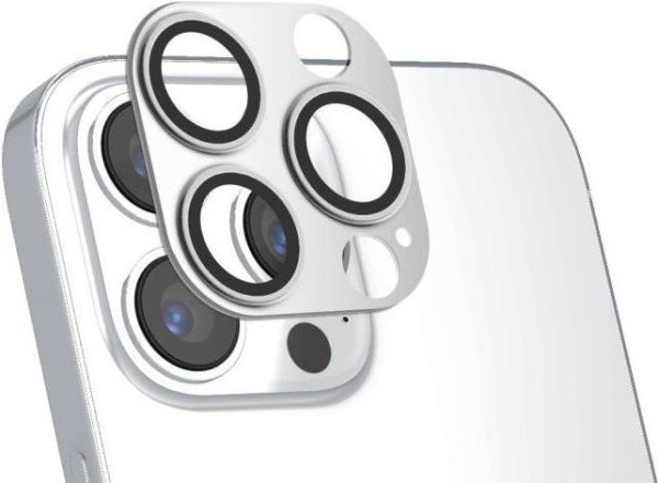 4SMARTS StyleGlass Kamera iPhone 14 Pro / 14 Pro Max 2er Set Metal silber