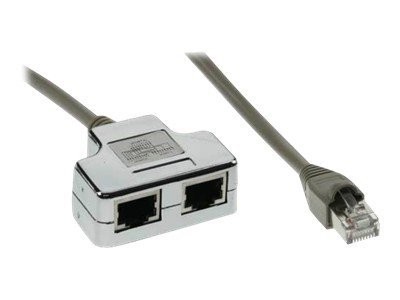 INLINE Cat.5e / ISDN T-Adapter (Port-Doppler) RJ45 St an 2x RJ45 Bu 15cm