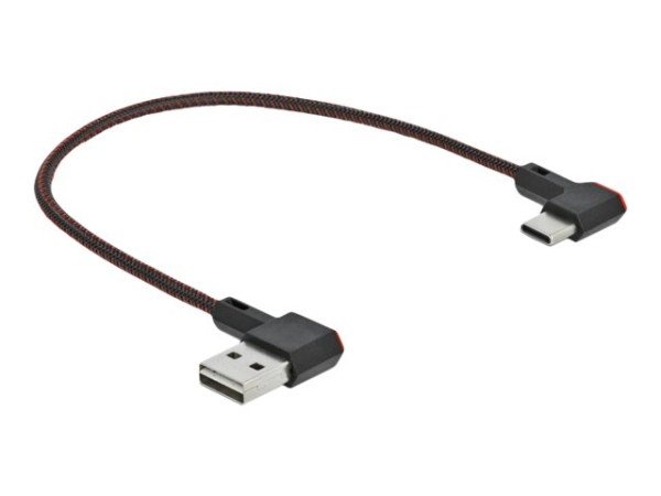 DELOCK EASY-USB 2.0 Kabel Typ-A Stecker zu USB Type-C Stecker gewinkelt links / rechts 0,2 m schwarz