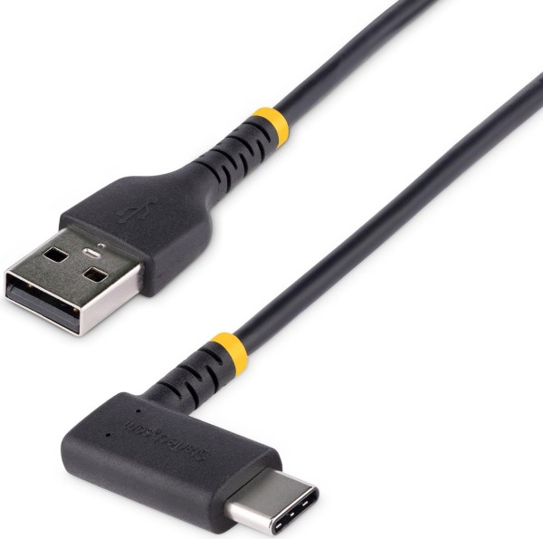 STARTECH.COM 1ft (30cm) USB A to C Charging Cable Right Angle, Heavy Duty Fast Charge USB-C Cable, U