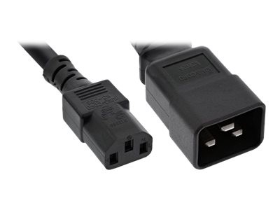 INLINE ® Netz Adapterkabel, IEC-60320 C20 auf C13, 3x1,5mm², max. 10A, schwarz, 3m