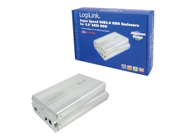 3,5" LogiLink Enclosure SATA=>USB3.0 Alu silber