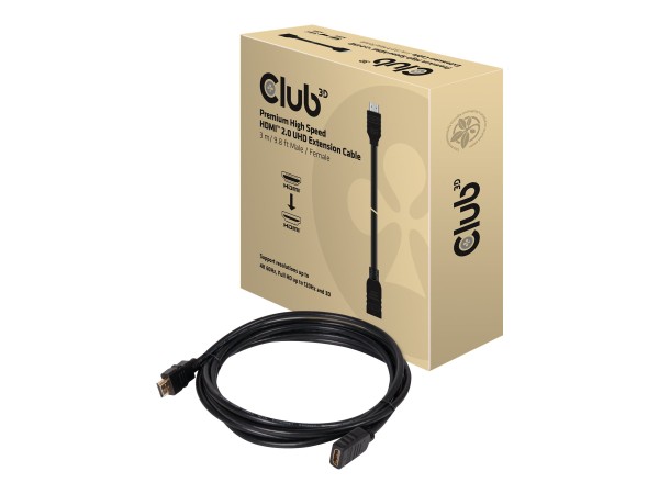 CLUB3D HDMI-Kabel 2.0 UHD-Verlängerungskabel 3 Meter St/Bu retail