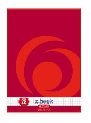HERLITZ Schulblock X-Book, DIN A4, Lineatur 28 - kariert 2 Ränder, 50 Blatt, 70 g-qm, holzfrei, FSC-