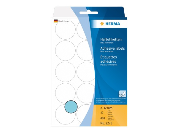 HERMA Vielzwecketiketten blau 32 mm rund Papier 480 St.