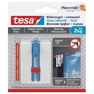 TESA Powerstripes Klebenägel für max. 2,0 kg 4,5 x 6,4 cm, 2 St.; 1 Pack = 2 St.