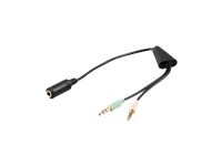 WENTRONIC Goobay Audio Adapter für Apple iPhone, Schwarz, 0.4 m - Verbindet ein iPhone-Stereo-Headse