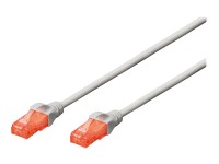 Patchkabel DIGITUS RJ45 U/UTP Cat6 10.00m grau Hebelschutz