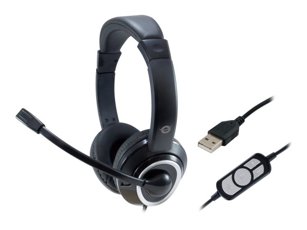 CONCEPTRONIC Headset USB 2m Kabel,Mikro,Fernb. Stereo sw