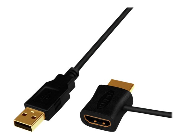 LOGILINK HDMI Strom-Einspeisedapter 0,5 m, USB, schwarz