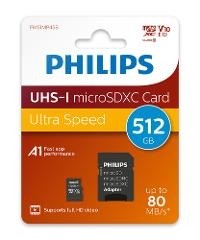 PHILIPS MicroSDXC Card 512GB Class 10 UHS-I U1 incl. Adapter