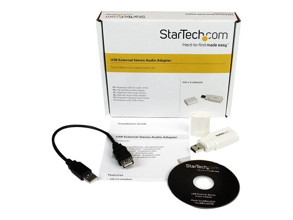 STARTECH.COM USB Audio Adapter - USB auf Soundkarte in weiss - Soundcard mit USB (Stecker)