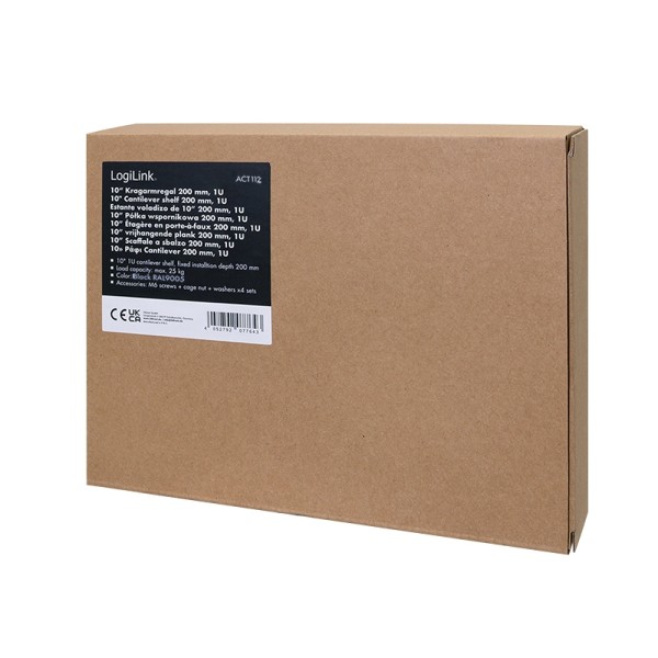 LOGILINK Fachboden 10"-Rackeinbau 200mm, 1HE, schwarz