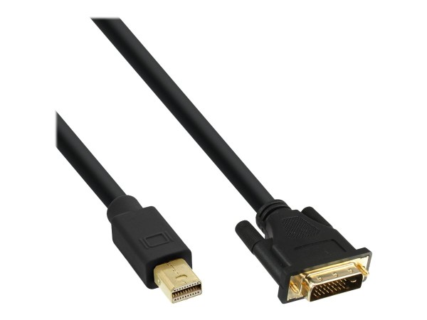 INLINE Mini DisplayPort zu DVI Kabel, Mini DisplayPort Stecker auf DVI-D 24+1 Stecker, schwarz/gold