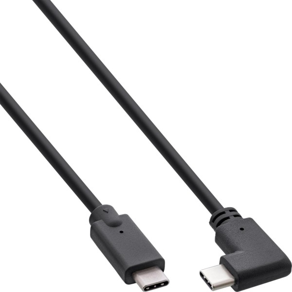 INTOS ELECTRONIC InLine® USB 3.2 Gen.2 Kabel, USB Typ-C Stecker/Stecker gewinkelt, schwarz, 0,3m (35