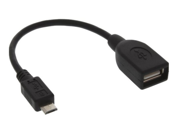 INLINE Micro-USB OTG Adapterkabel, Micro-B Stecker an USB A Buchse, 0,15m