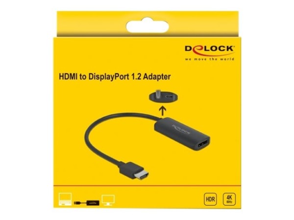 DELOCK Adapter HDMI-A Stecker zu DisplayPort Buchse 4K 60 Hz